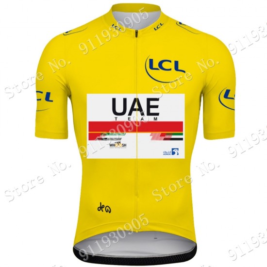 Yellow UAE Emirates Tour De France 2021 Maglia Ciclismo Manica Corta mHFG0